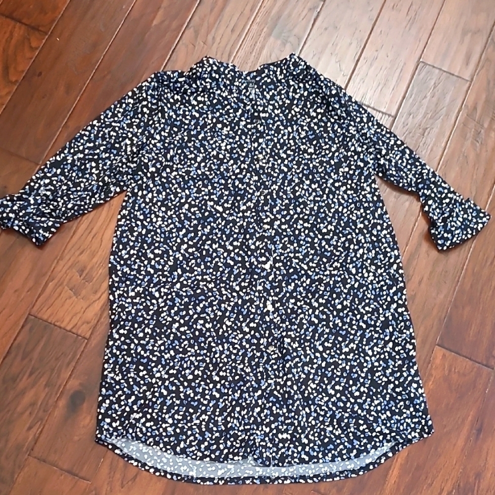 Ava & Grace Black Button Down Abstract Polka-dot Shirt Style Dress size 1X